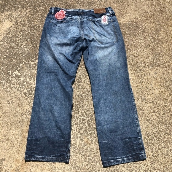 VTG Phat Farm Patchwork Mens 90’s Jeans Pant Patch 38 X 33 Distressed Straight - Picture 9 of 12